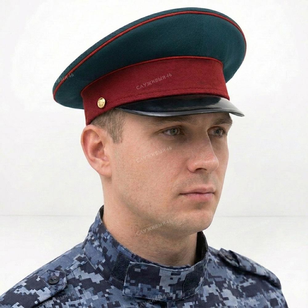 Артикул: 2000000209272 Фуражка с высокой тульей ВВ нового образца, парадная (морская волна, с краповым околышем и крап. кантом)